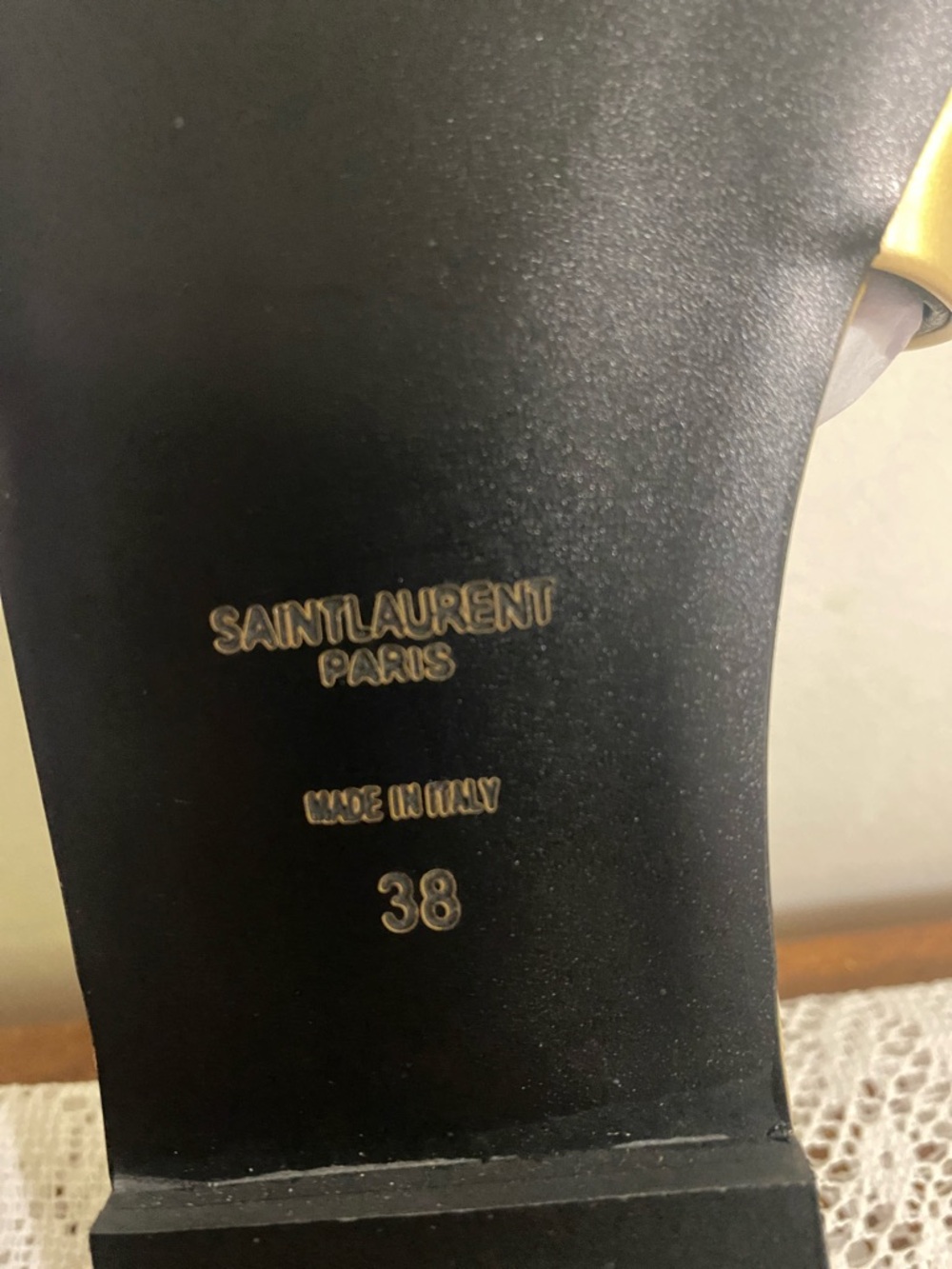 Saint Laurent Metallic Gold YSL Logo Slide Sandal - Women - Picture 7 of 10